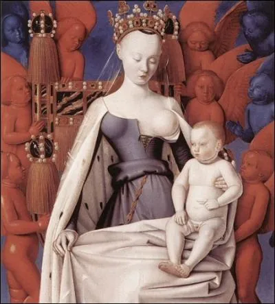La Vierge et l'Enfant entours d'anges, par l'auteur des miniatures des Heures d'tienne Chevalier.