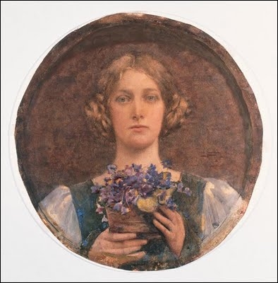 Jeune fille au bouquet de violettes