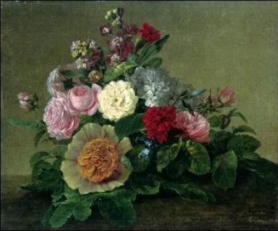Nature morte avec des fleurs, par un artiste allemand, surtout connu pour ses peintures d'intrieur (1785-1847).