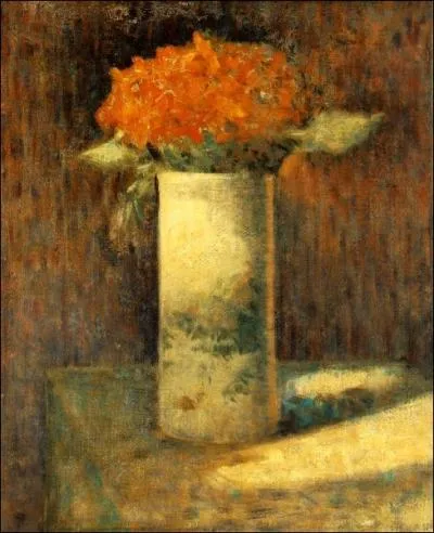 Vase de fleurs, par un peintre franais, pionnier du pointillisme et du divisionnisme (1859-1891).