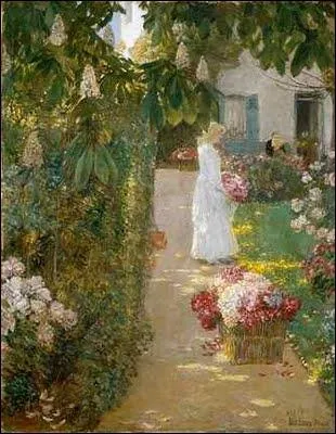 Cueillette des fleurs dans un jardin franais, 1888