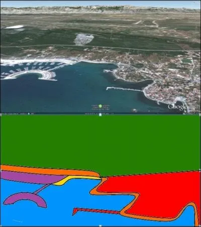 Selon le croquis,  quoi correspond le vieux port et la ville ?