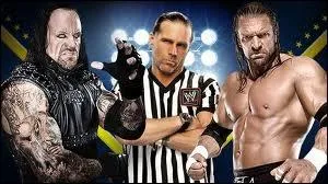 Quel est le vainqueur entre Undertaker et Triple H avec comme Special Guest Referee Shawn Michaels dans un Hell In a Cell match ?