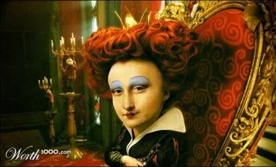 Mona Lisa en reine de coeur dans le Alice aux pays des merveilles de...