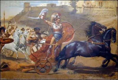 Le cadavre de quel personnage tir de  L'Iliade  Achille attache-t-il  son char, pour ensuite le traner autour du tombeau de Patrocle ?