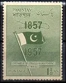 Que reprsentent les couleurs du drapeau du Pakistan visible, sur ce timbre ?