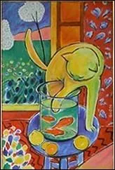 Le chat aux poissons rouges