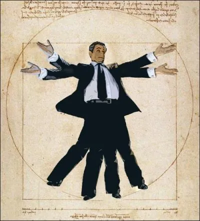 Quel prsident de la Rpublique franaise a pris la place de l'homme de Vitruve sur cette image ?