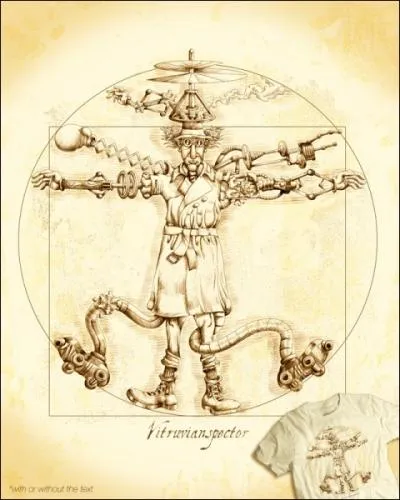 Quel inspecteur se retrouve croquer en homme de Vitruve ?