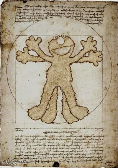 Quel personnage du 1, rue Ssame a remplac l'homme de Vitruve sur cette image ?