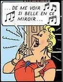Dans Faust, l'opra de Gounod, que fait Marguerite quand elle se  voit si belle en ce miroir  ? Elle...