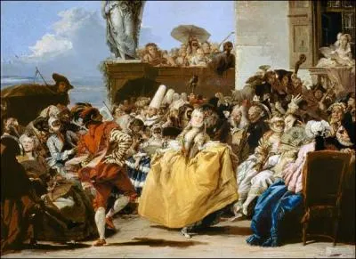 Le menuet ou scne de Carnaval, par un peintre rococo vnitien ( 1727  1804), neveu de Francesco Guardi.
