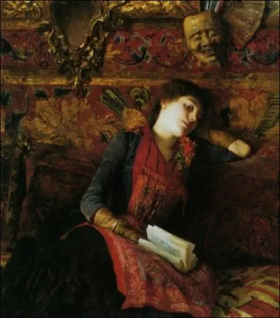 Le masque japonais (1884) par un peintre acadmique franais (1852-1923) qui enseigna  l'Acadmie de la Grande Chaumire et  l' Acadmie Colarossi de Paris.