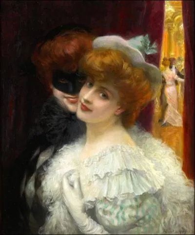 Le bal masqu, par un portraitiste des femmes de la Belle Epoque, originaire du Prou (1860-1950).
