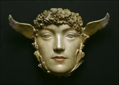 Un masque (1897) par un peintre symboliste belge (1858-1921) rvl lors de l'exposition de la Scession viennoise de 1898 et qui influencera Klimt.