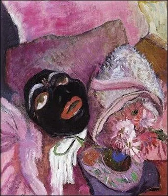 Black mask with rose (1912) par une artiste expressionniste allemande (1877 - 1962), pouse de Vassily Kandinsky.