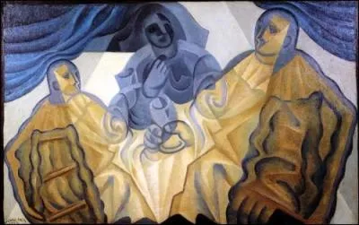 Les trois masques (1923), par un peintre espagnol proche du cubisme (1887-1927).