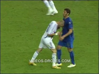 9 juillet 2006, finale de la coupe du monde de football opposant la France  l'Italie  Berlin ; l'cart de langage d'un italien provoque la colre de Zidane ... c'est le coup de boule sur :
