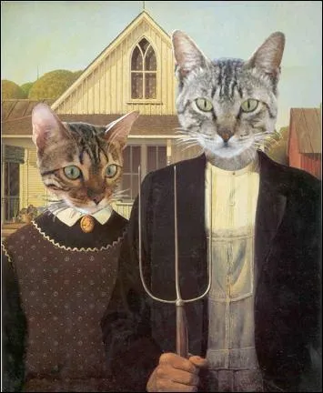 Quels animaux ont remplac le couple de fermiers, sur cette image ?