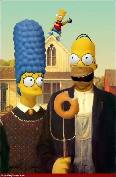 Quel personnage Simpson ont pris la place du couple de fermiers ?