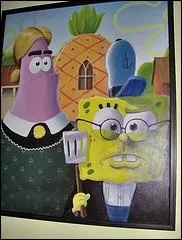 Ici, c'est Bob l'ponge au cot de son ami...