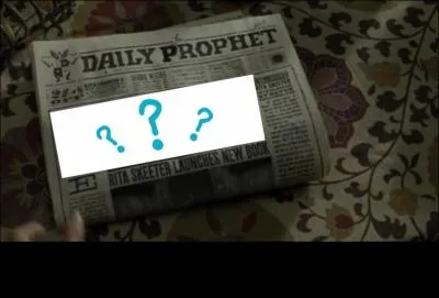 Lorsque Harry se trouve chez les Weasley (avant le mariage), Harry trouve un journal ayant pour titre principal :