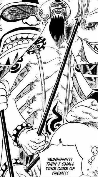 Quel est ce personnage membre des New Fishman Pirates se battant  coups de lance ?