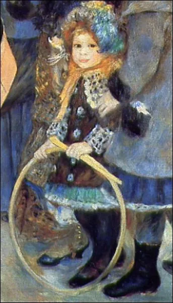  Fillette au cerceau  (dtail de la toile dite :  Les parapluies ) est l'oeuvre de...