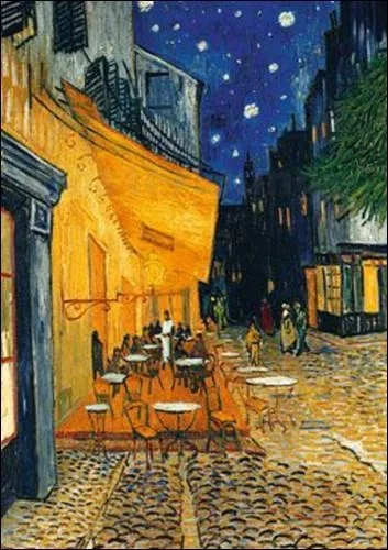 Une terrase de caf, la nuit