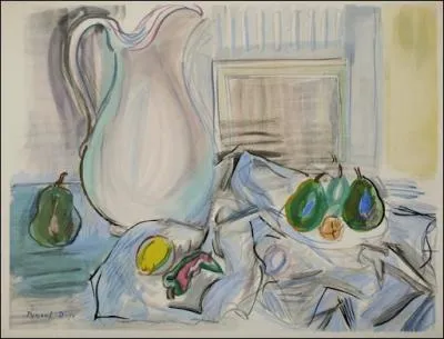 Qui a peint  Poires et pot blanc sur la nappe froisse  ?