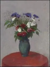 Qui a peint  Vase de fleurs sur une nappe rouge  ?