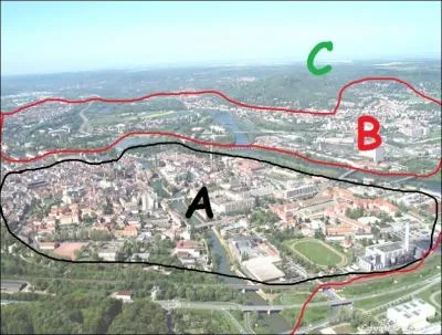 Quel espace montre le mieux la ville qui grignote l'espace rural ?