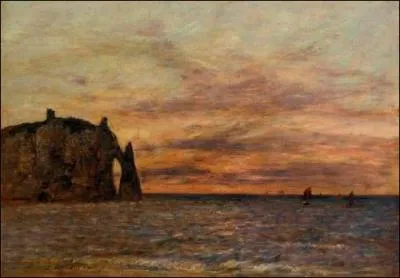 Qui a peint Etretat la falaise d'Aval au coucher du soleil ?