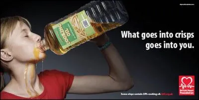 150 grammes de chips apportent autant de graisses que 2 cuilleres  soupe d'huile.