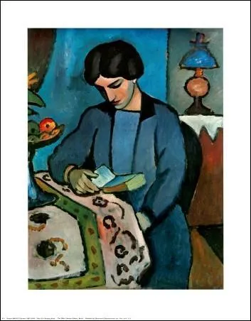 Qui a peint Jeune femme en bleu lisant ?