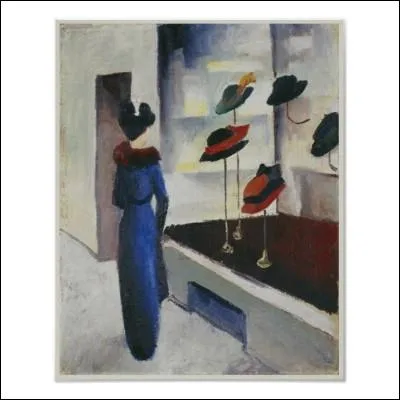 Qui a peint Femme en bleu devant chez le chapelier ?