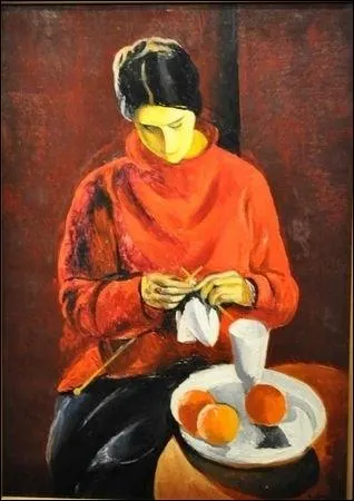 Qui a peint la femme au pull over rouge ?