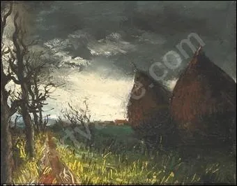 Qui a peint  Paysage aux meules sous un ciel orageux  ?