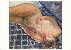 Quii a peint Nu couch fond de carrs bleus et blancs ?