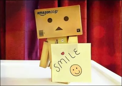 Que signifie le mot  Smile  sur l'criteau de Danbo ?