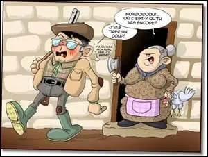 Jojo fait des efforts mais, les progrès sont instables. Il commet encore bien des lapsus. Que veut-il dire ici, alors qu'il revient bredouille de la chasse :   Il y a loin de la soupe au lièvre  ?