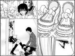 Quel est le nom que donne Maria aux chaussures que Meguro lui offre ?