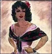 "Sa peau, parfaitement unie, approchait fort de la teinte du cuivre. Ses cheveux étaient noirs à reflets bleus comme l'aile d'un corbeau, longs et luisants. C'était une beauté étrange et sauvage". Il s'agit de...