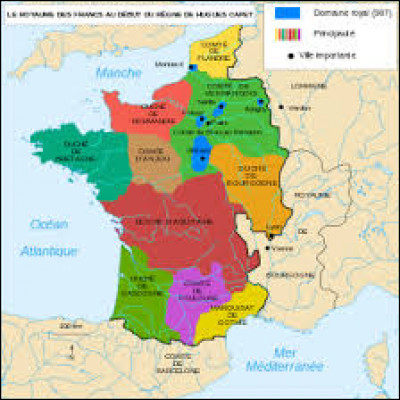 Le royaume était composé d'une mosaïque de provinces indépendantes (les Comtés et les Duchés) souvent plus étendues que le domaine royal. De plus, les seigneurs de la haute aristocratie qui dirigeaient ces fiefs étaient souvent plus riches et plus puissants que le roi. A quelle partie de l'ancien Empire de Charlemagne, le royaume des Francs correspond-il territorialement ?