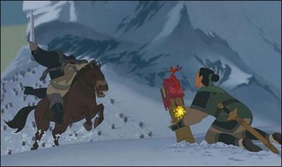 A quelle distance se trouvait Shan Yu quand Mulan a tir pour dclencher l'avalanche?