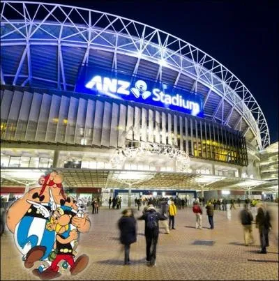 Retrouvons nos deux amis au pays des   sangliers sauteurs  , devant l'Anz Stadium  :