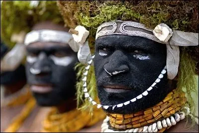 Ocanie. Peuples autochtones de la Nouvelle-Guine, dont le nom est issu du malais 'puwah-puwah' ou 'papuwah' qui signifie crpu.