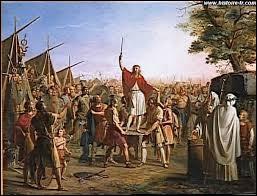 En 481, comme le veut la coutume franque, Clovis est reconnu comme roi des Francs en se faisant élever symboliquement sur un grand bouclier par ses soldats. Quel est le nom de ce bouclier ?