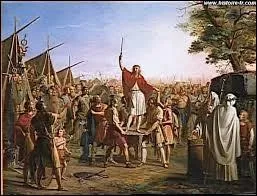 En 481, comme le veut la coutume franque, Clovis est reconnu comme roi des Francs en se faisant lever symboliquement sur un grand bouclier par ses soldats. Quel est le nom de ce bouclier ?
