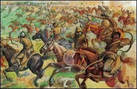 En 451, son ancêtre légendaire Mérovée (dont l'existence réelle est controversée) aurait remporté avec ses alliés Gallo-romains, la bataille des champs catalauniques. Cette victoire a mis fin aux invasions de quelle peuplade venue de l'Est ?